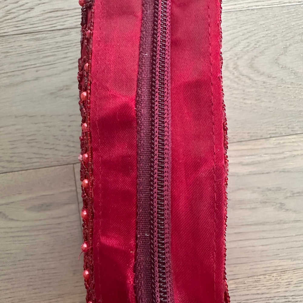 Vintage Red Beaded Evening Bag | Beaded Fringe Statement Purse - Picture 15 of 16